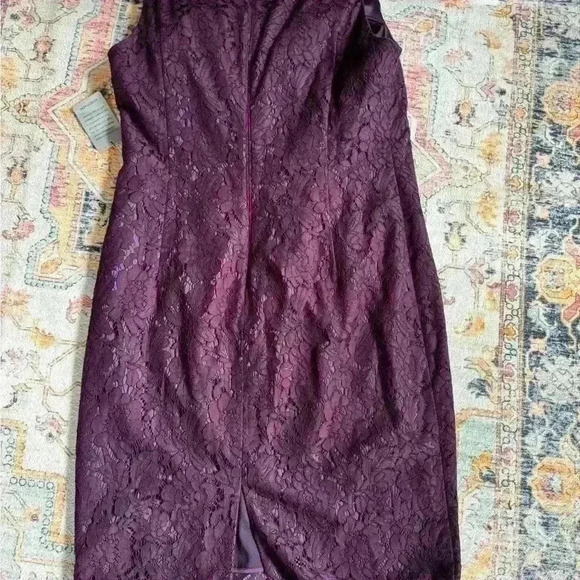 NWT Vince Camuto Plum purple Lace Sheath Dress size 14 - Picture 8 of 10